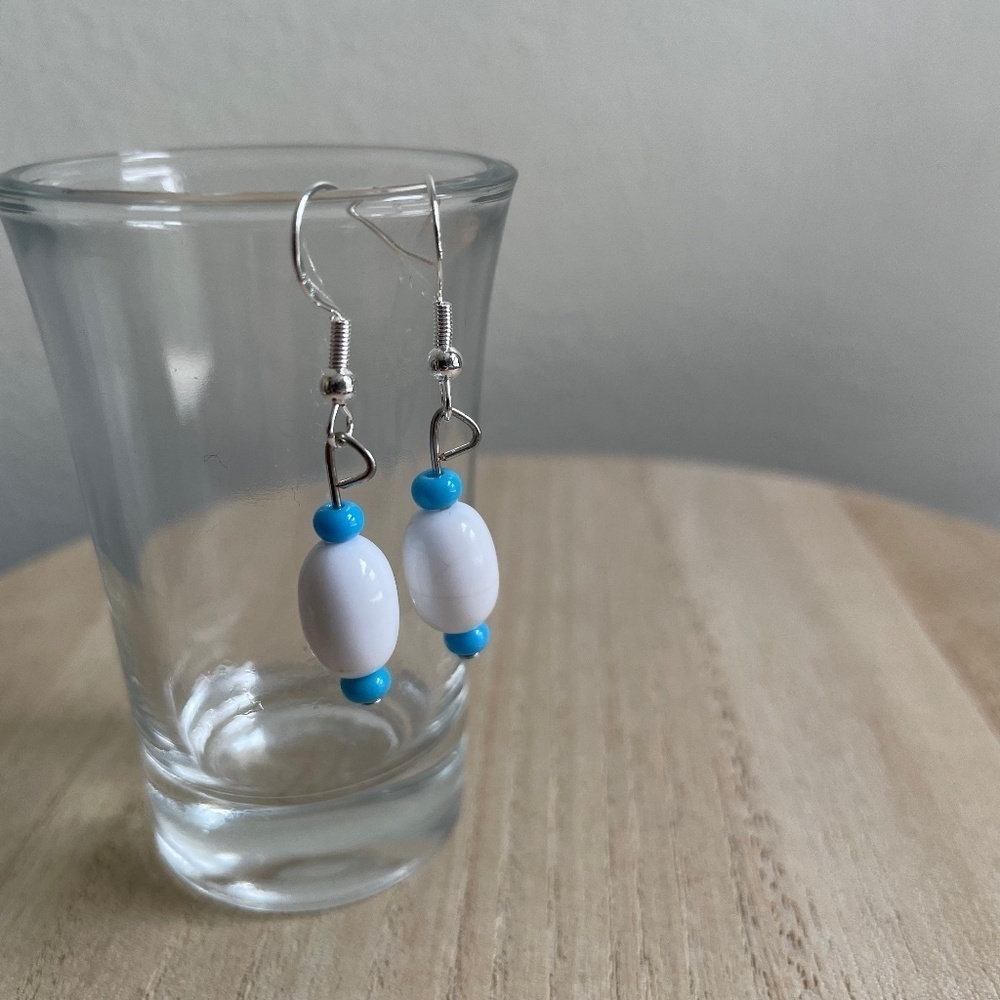 Powder Blue Beaded Earrings